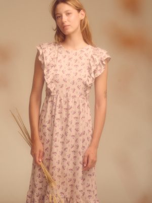 Vestido largo con volantes con estampado de Maggie Sweet
